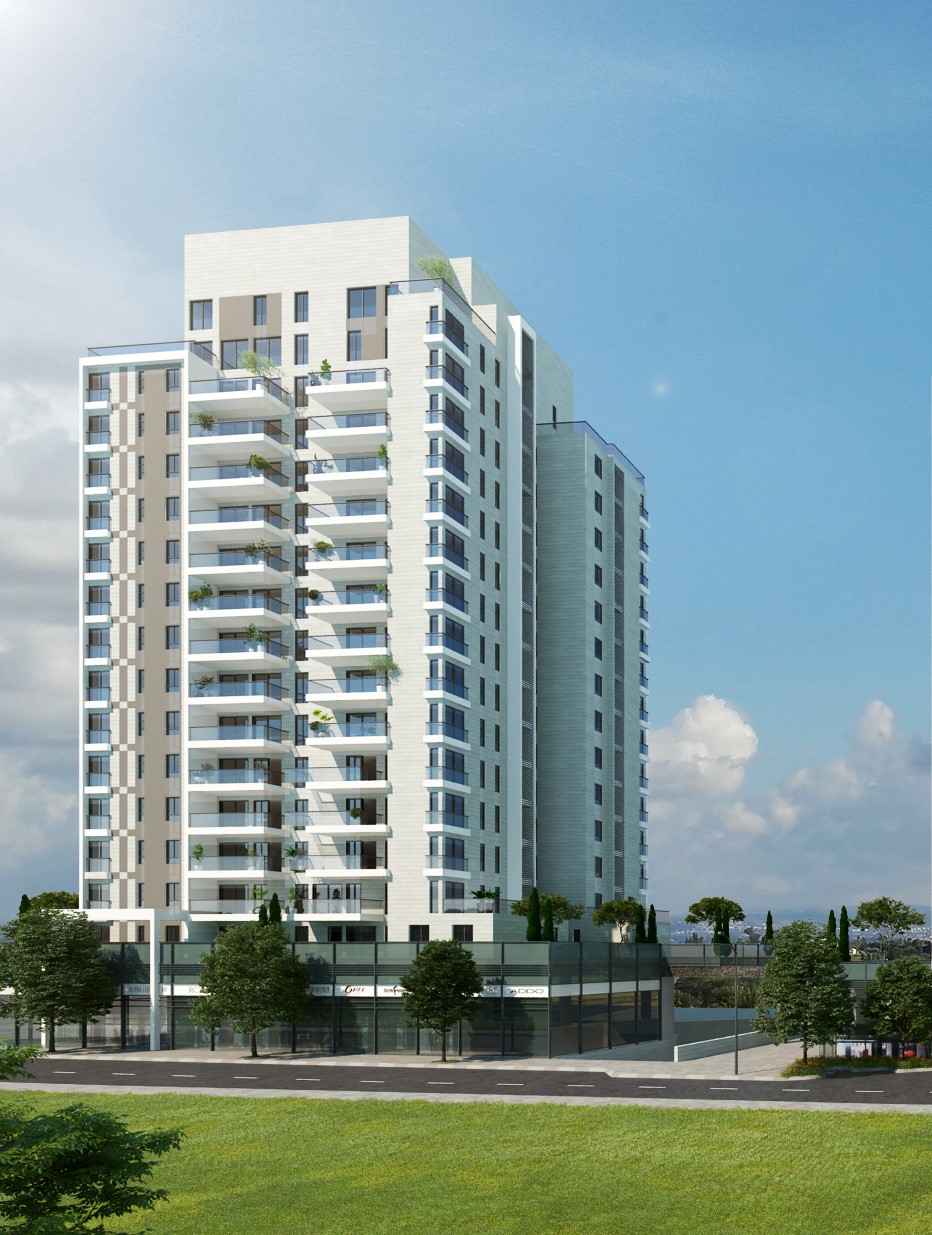 פרויקט יוקרה בן 16 קומות על גבי קומת מסחר. ברח' שלמה המלך, קריית אונו